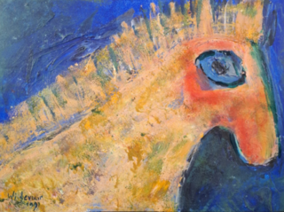 Acryl schilderij, Maya Wildevuur, Abstract Paard